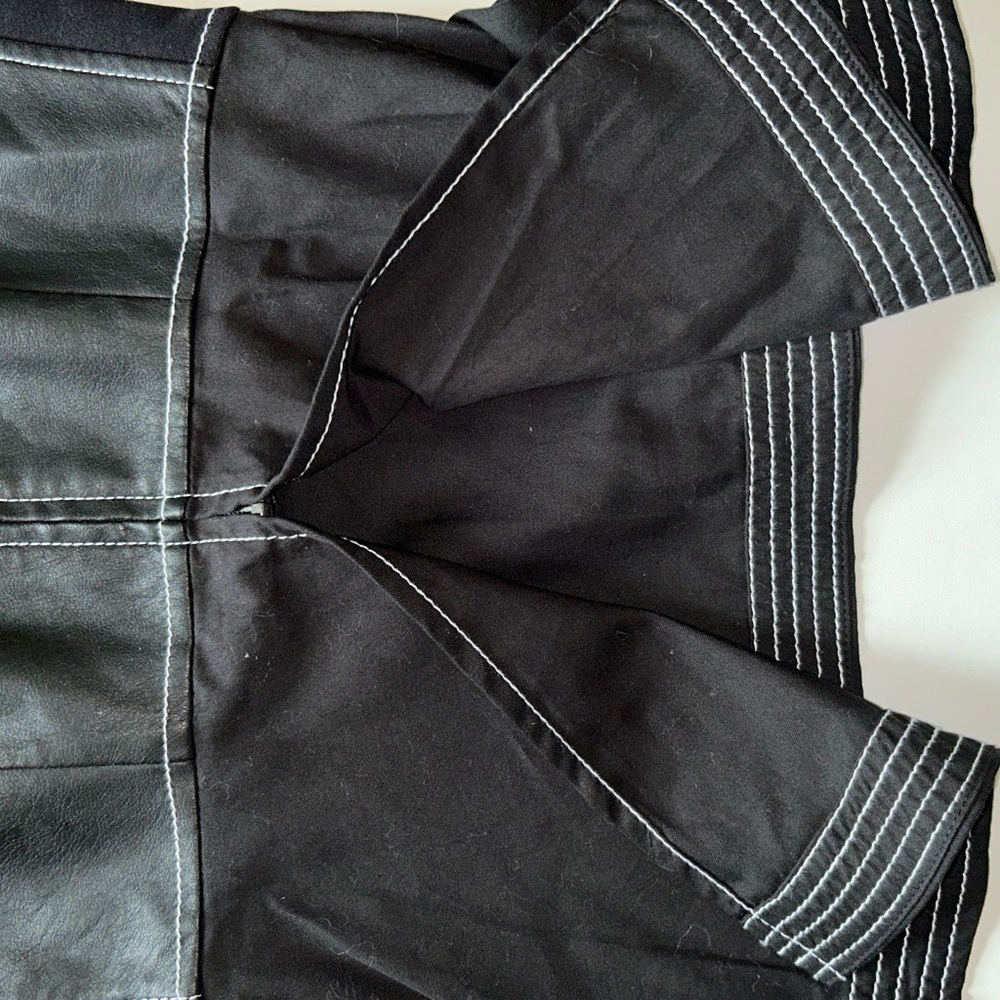 NWOT BCBG faux leather partial peplum top - Picture 6 of 8